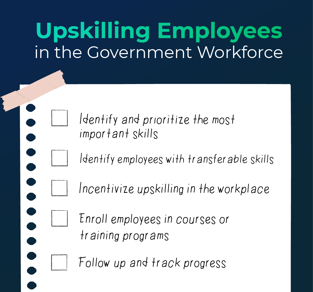 List of steps to upskill employees in the government workforce.