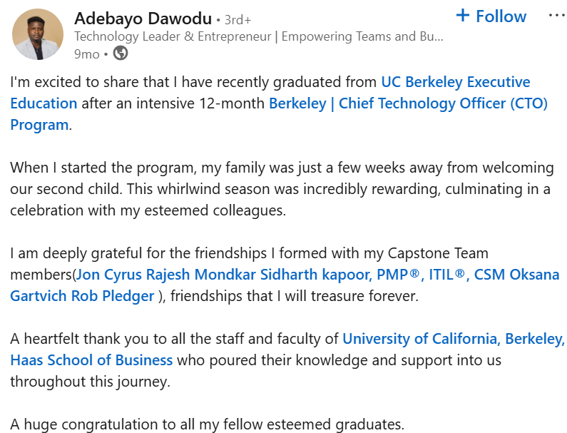 Berkeley CTO Program Reviews